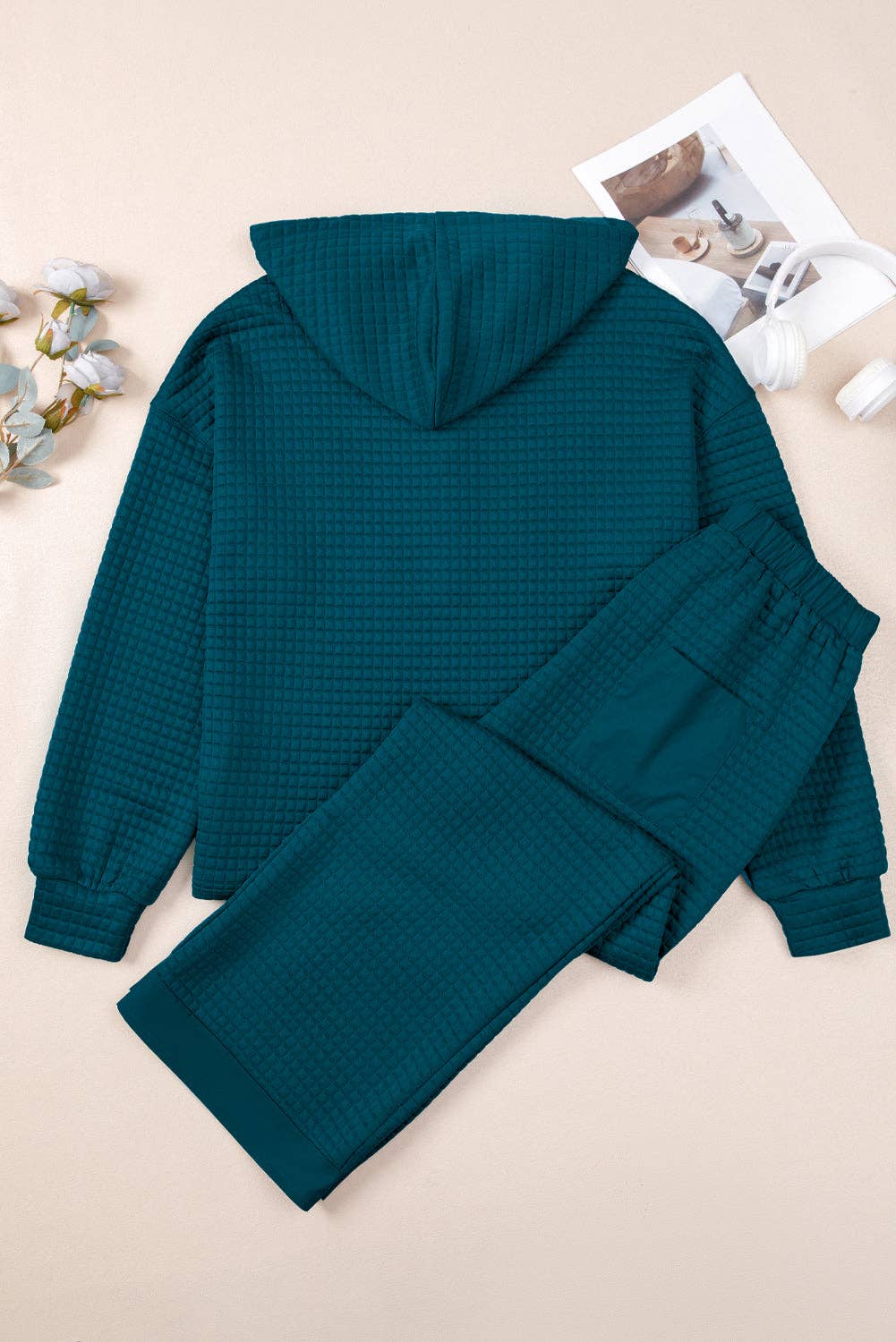 Waffle Textured Top and Pants Set