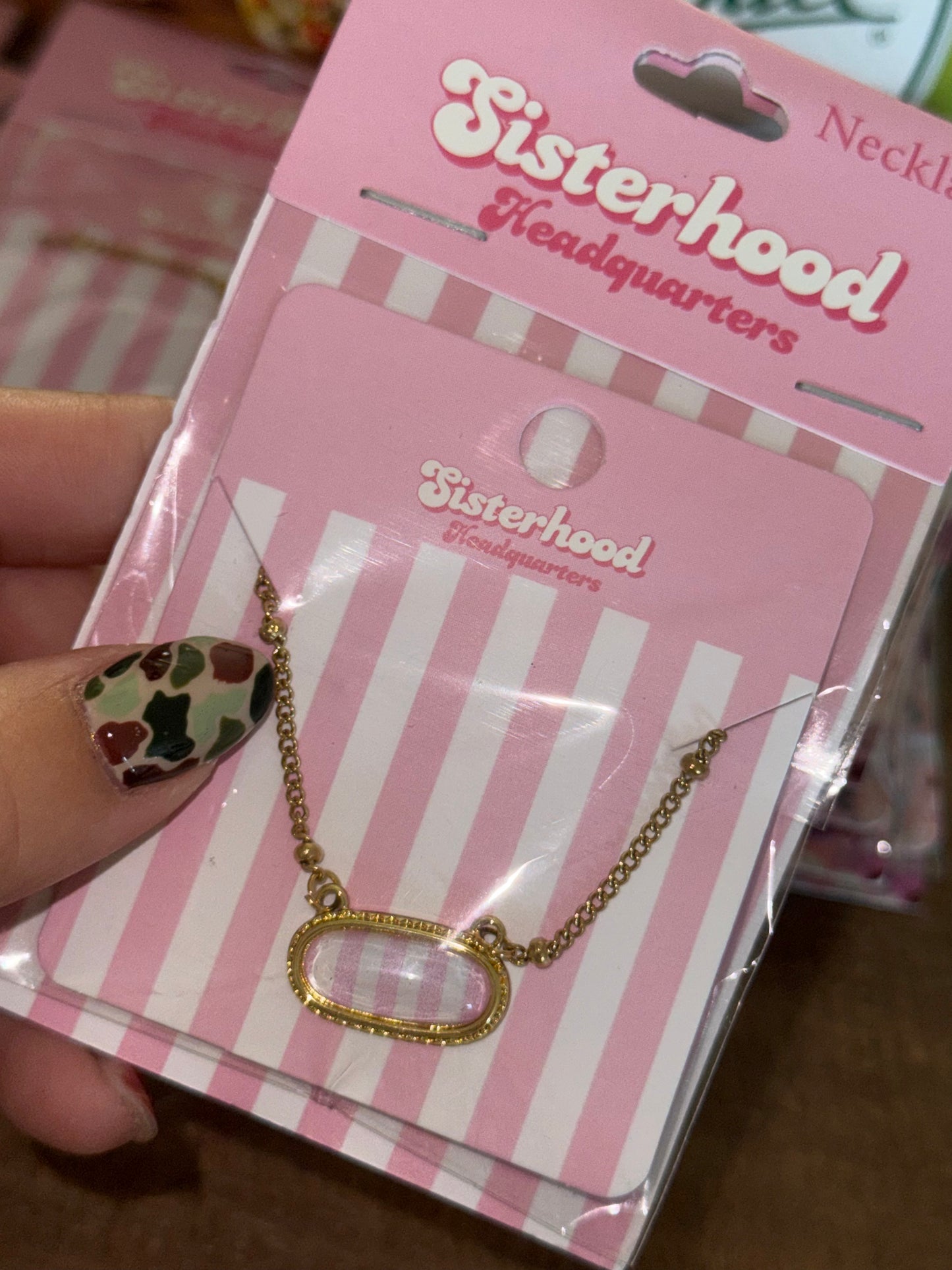 Pink Striped Necklace