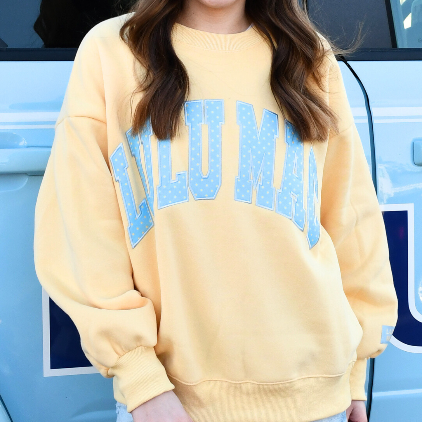 LULU MAC Butter/Lt. Blue Sweatshirt!